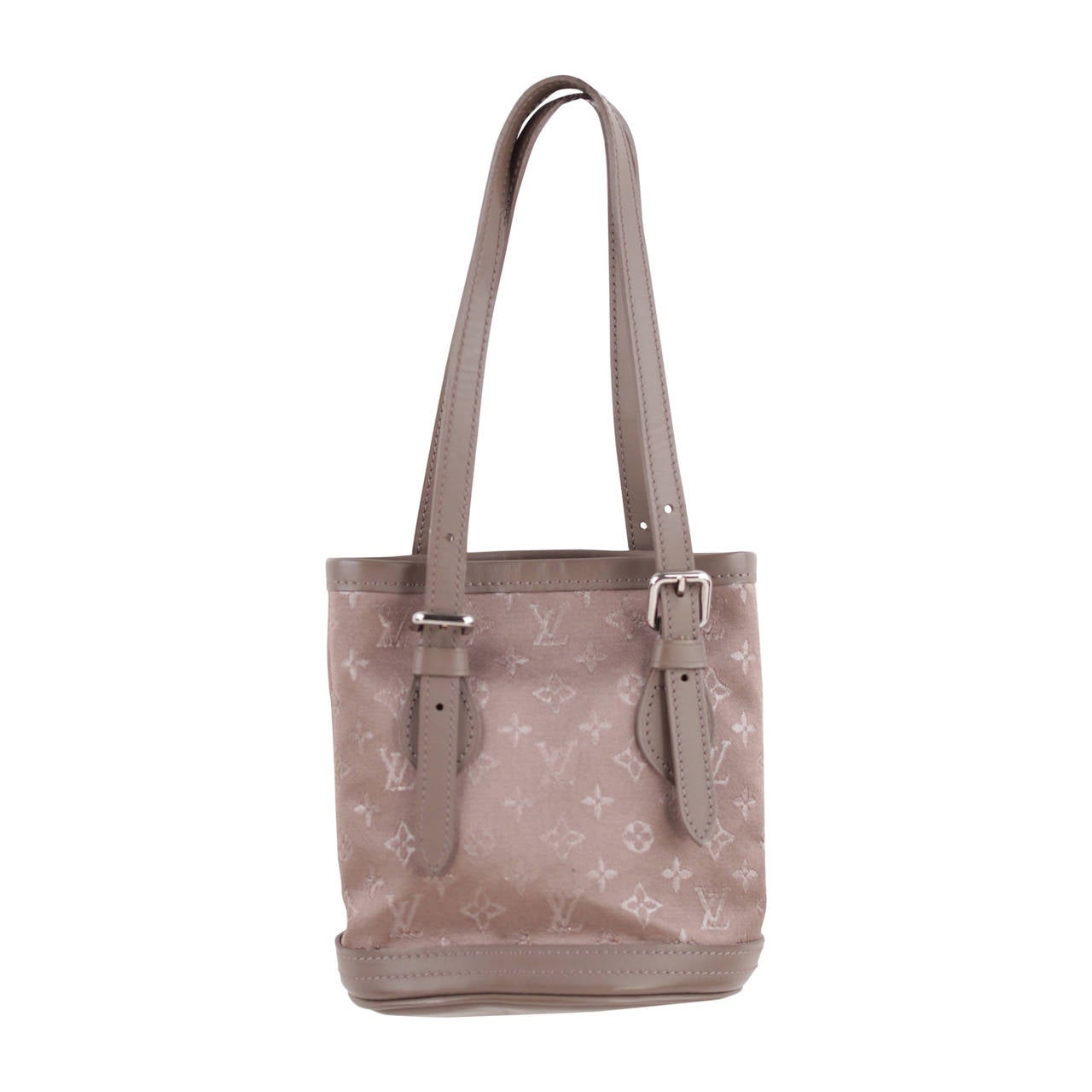 LOUIS VUITTON Taupe MONOGRAM SATIN Micro MINI BUCKET BAG Little Handbag PURSE SA For Sale at 1stdibs