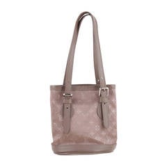 LOUIS VUITTON Taupe MONOGRAM SATIN Micro MINI BUCKET BAG Little Handbag PURSE SA 12