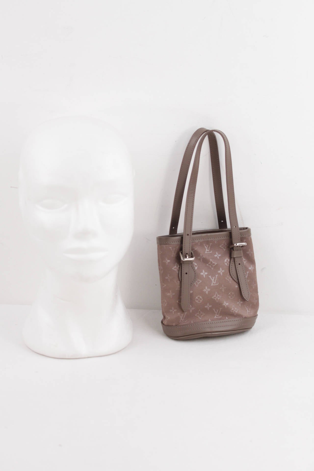 LOUIS VUITTON Taupe MONOGRAM SATIN Micro MINI BUCKET BAG Little Handbag PURSE SA For Sale at 1stdibs