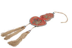 ANTIQUE CHINESE Vase Shape Embroidered Silk SCENT PURSE BAG 19th Century POUCH 9