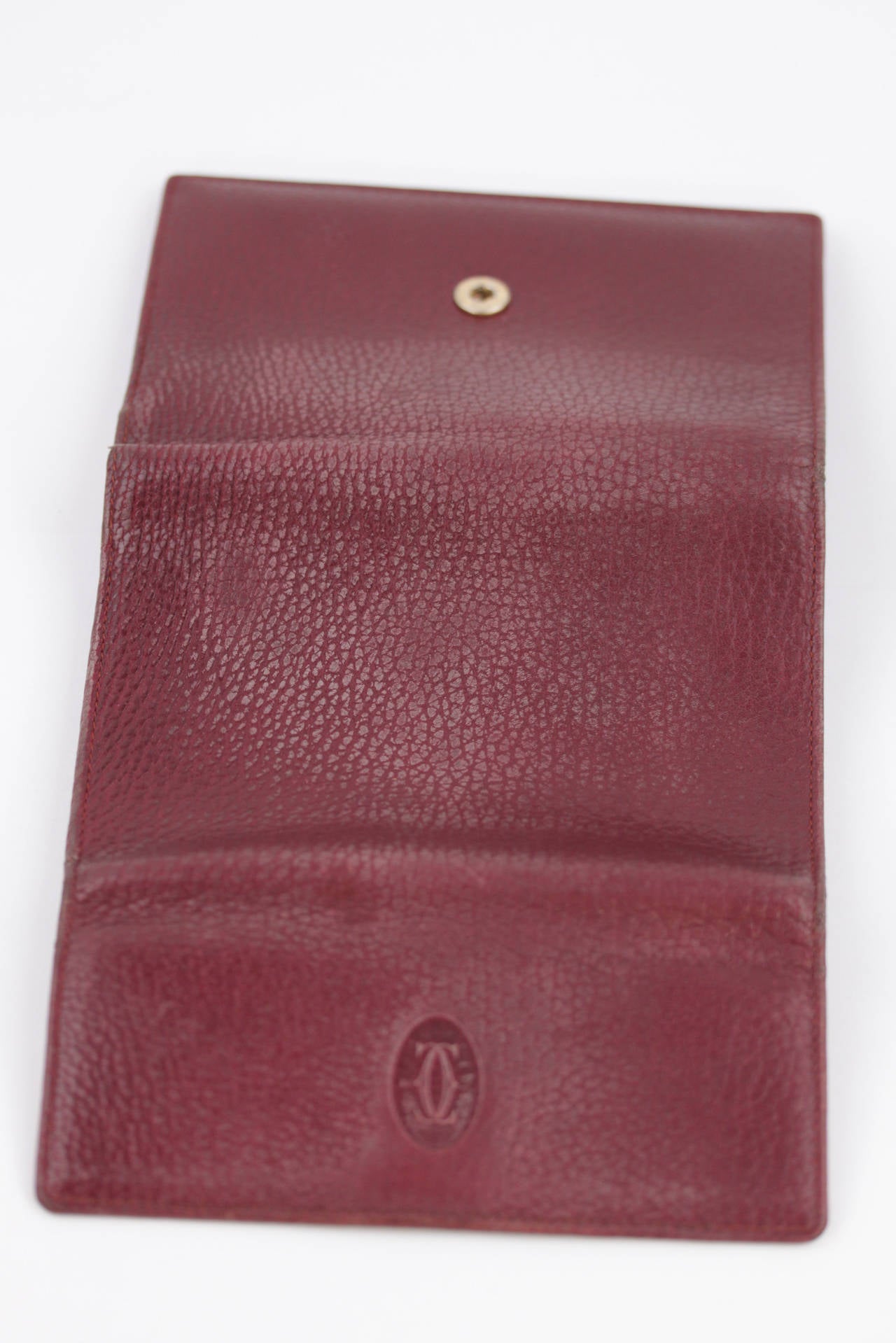 MUST de CARTIER PARIS Vintage Burgundy Leather WALLET Coin Purse w/ Box AO In Good Condition In Rome, Rome