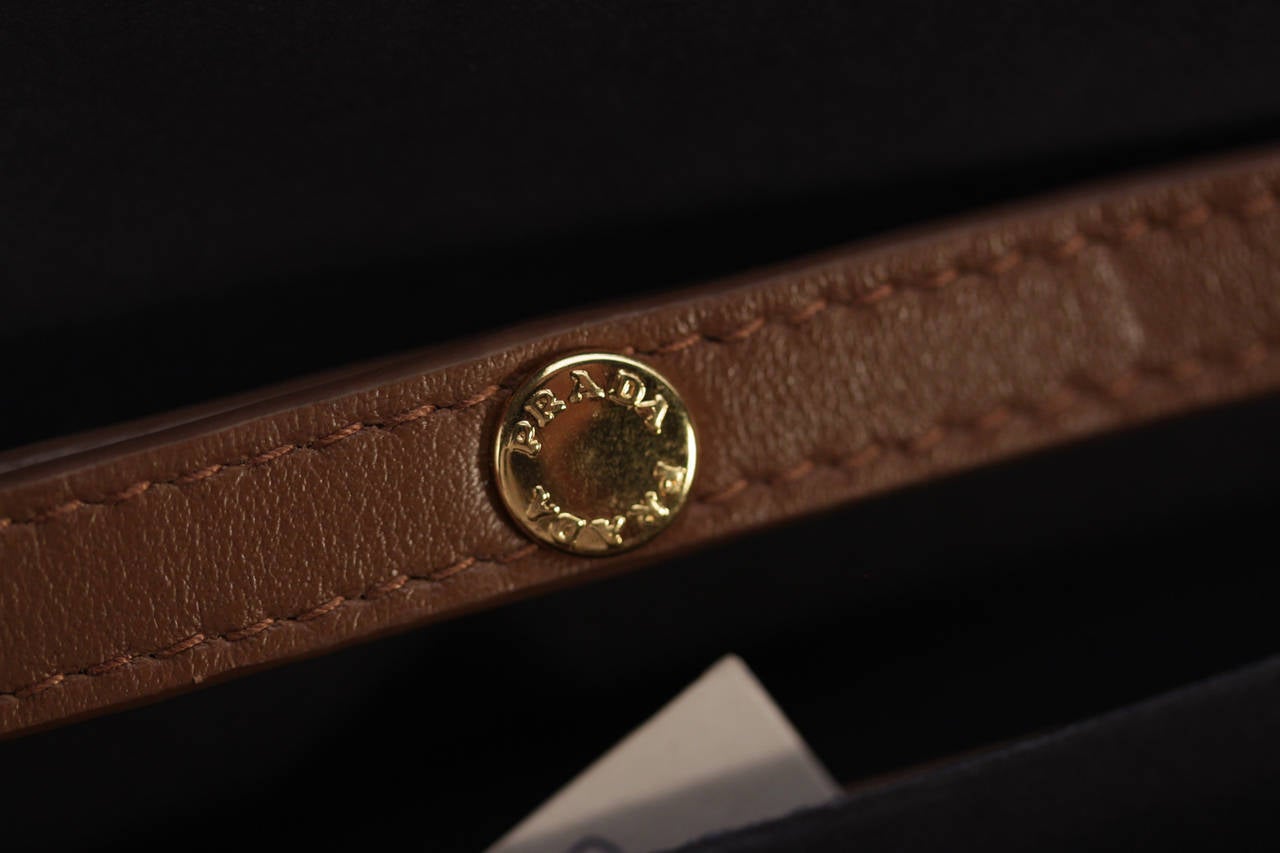 PRADA Tan CANNELLA Soft Calf QUILTED Leather CHAIN WALLET Purse 1M1290 w/ BOX 1