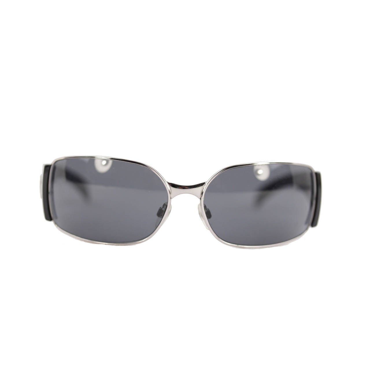 CHANEL SUNGLASSES Black and Silver Metal 4115 c.127/87 Shades
