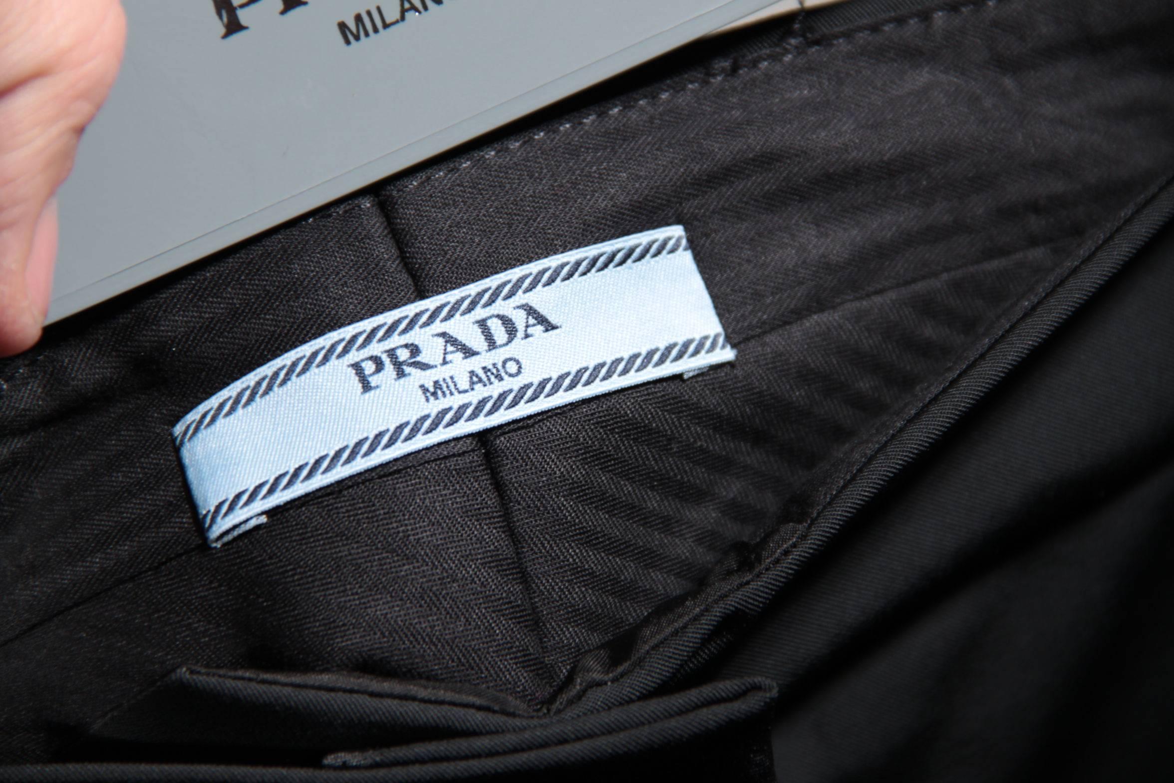 Women's PRADA Italian Black Poly TECHNO Fabric TAILORED TROUSERS Pants SIZE 44 IT
