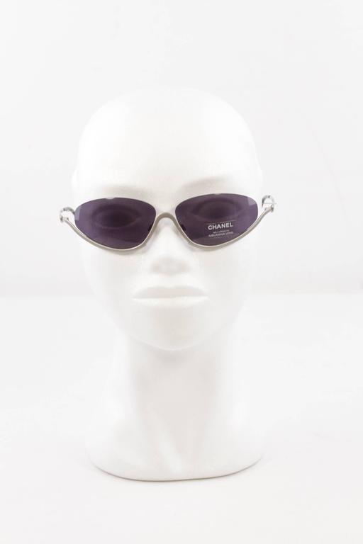 CHANEL Silver Metal SUNGLASSES 4004 c103/91 63/15 Shades CC LOGO w/CASE and  BOX at 1stDibs