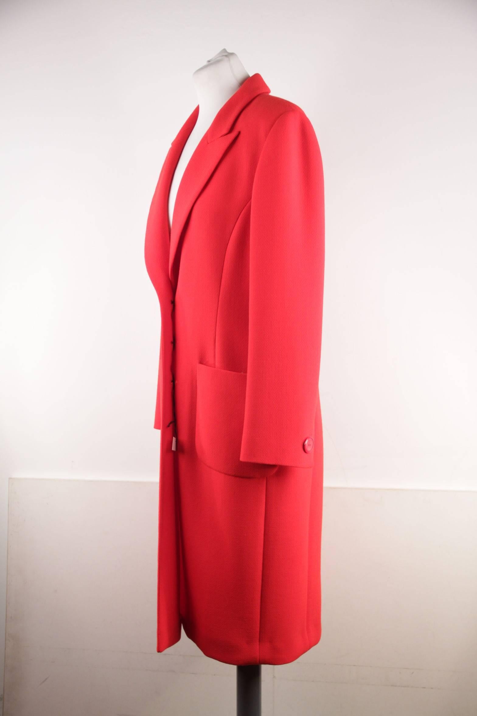 Women's MILA SCHON Italian VINTAGE Red Light Weight Fabric COAT Size 42 IT AJ