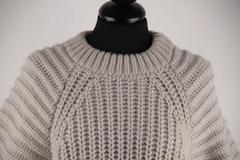 BALENCIAGA Beige Gray CHUNKY KNIT JUMPER Cropped Sleeves Sweater SIZE 36