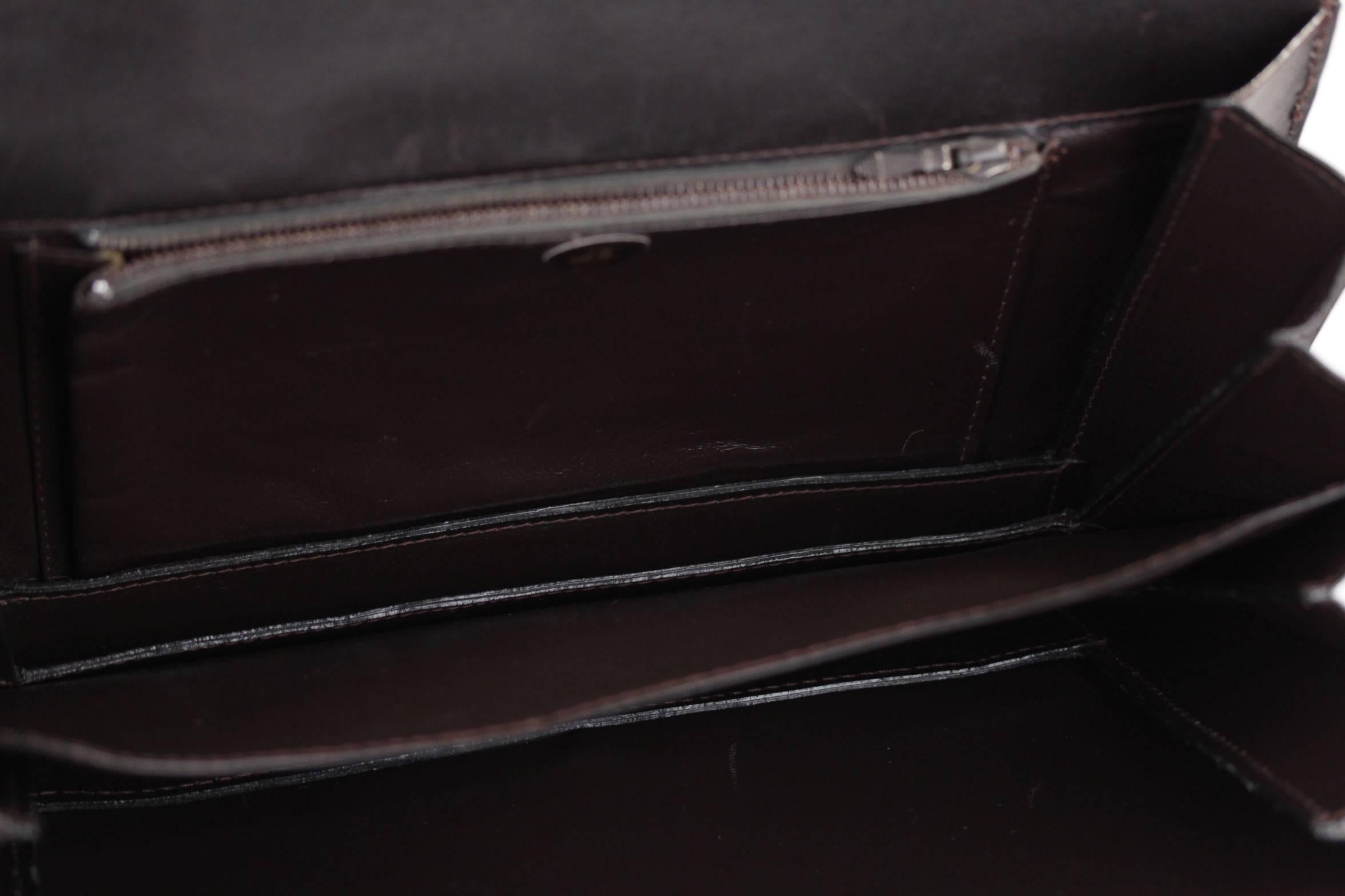 Women's JACQUES ESTEREL PARIS Vintage Brown CROCODILE Leather HANDBAG Flap Purse 