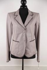 EMPORIO ARMANI Italian Gray Lambskin Leather BLAZER Jacket w/ CHAIN Trim Sz 40 I