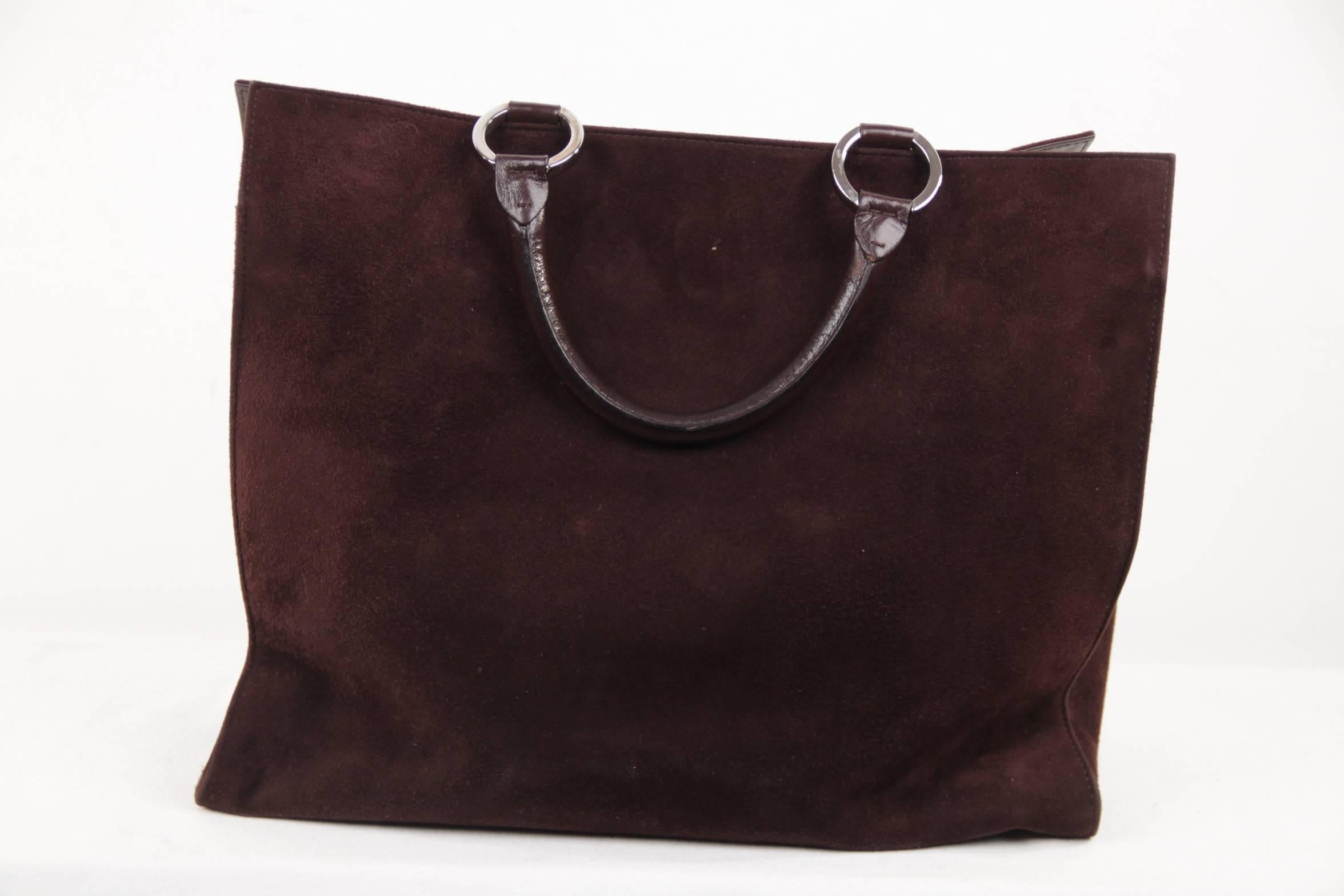 VALENTINO GARAVANI Italian Brown Suede Leather TOTE Shopping Bag HANDBAG  1