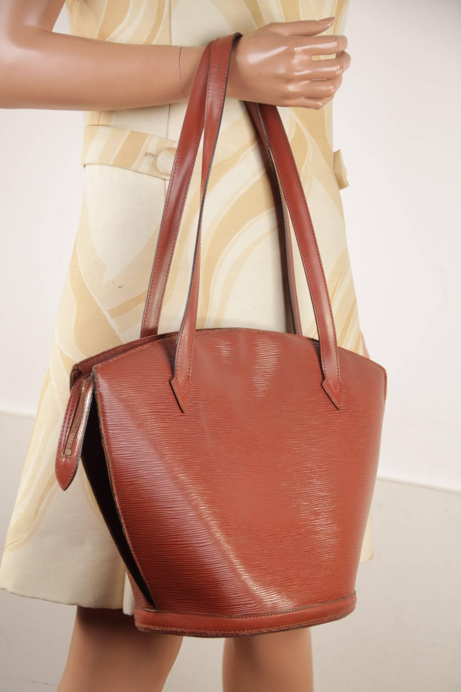 LOUIS VUITTON Vintage Brown Epi Leather SAINT JACQUES BAG Shoulder Bag TOTE In Fair Condition In Rome, Rome