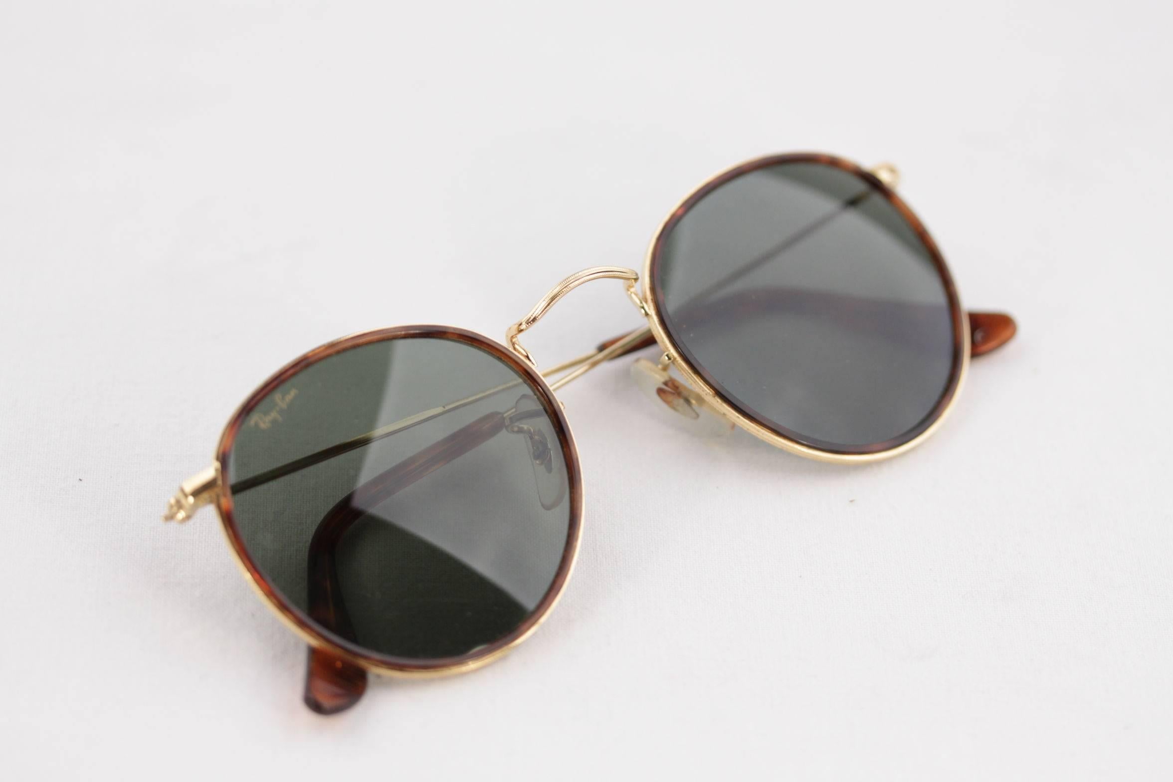 RAY BAN B&L Vintage Gold & tortoise look W1674 SUNGLASSES eyewear w/CASE 1