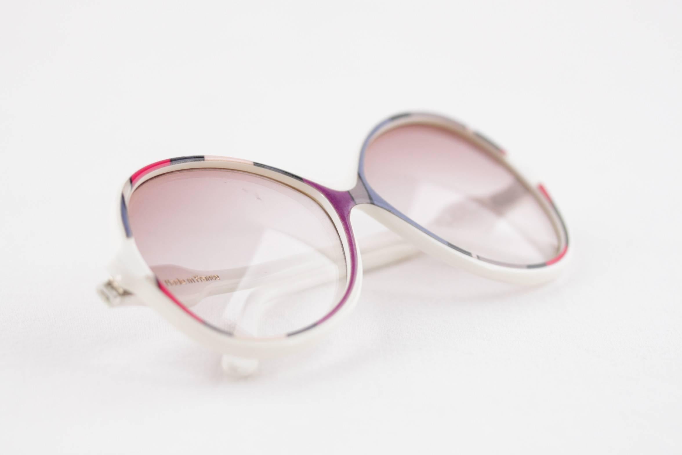 EMILIO PUCCI Vintage OVERSIZED SUNGLASSES White/Pink Gradient lens eyewear MP 1