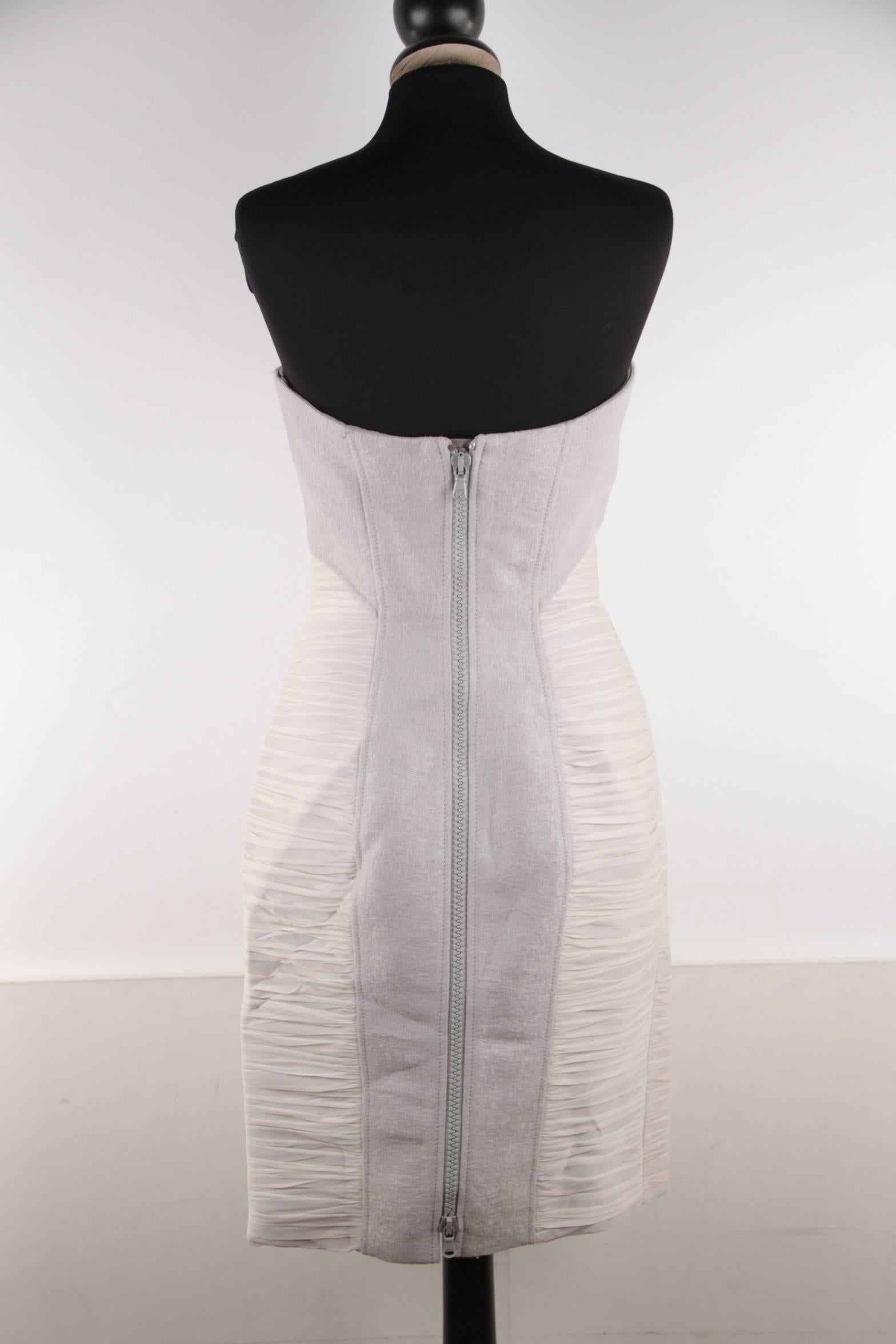 Women's VERSACE Italian Gray Wool Blend BUSTIER DRESS 2007 Fall Collection Sz 40 IT