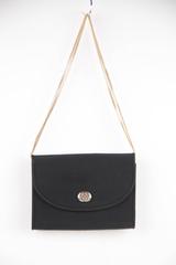 GUCCI Italian VINTAGE Black Fabric CLUTCH Handbag PURSE Evening Bag w/ Chain