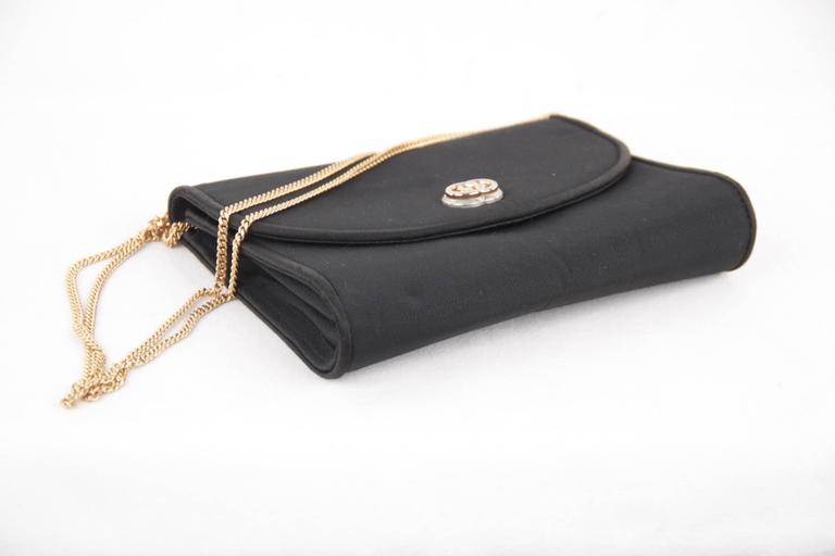 GUCCI Italian VINTAGE Black Fabric CLUTCH Handbag PURSE Evening Bag w/ Chain at 1stdibs