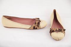 AZZEDINE ALAIA Woven Straw BALLET FLAT Pony Hair Bow SHOES w/ BOX Sz 38