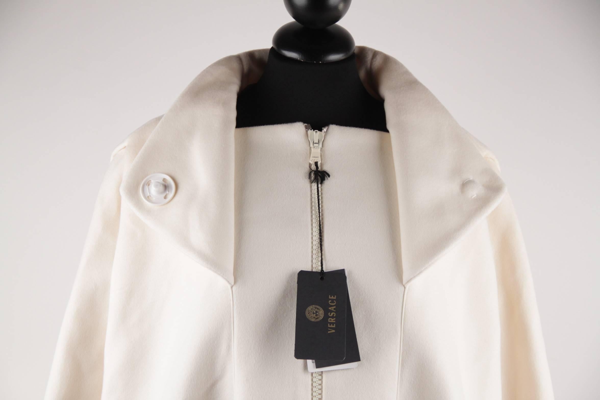 VERSACE Italian Ivory Wool & Silk OVERSIZED COAT 2007 Fall Collection Sz 42 IT 1