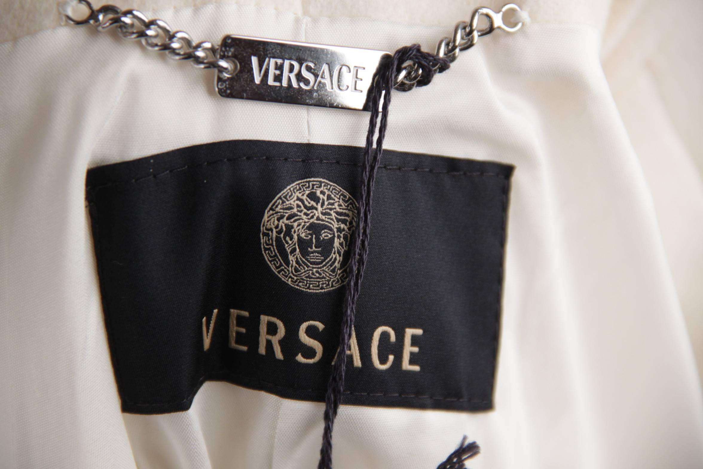 VERSACE Italian Ivory Wool & Silk OVERSIZED COAT 2007 Fall Collection Sz 42 IT 5