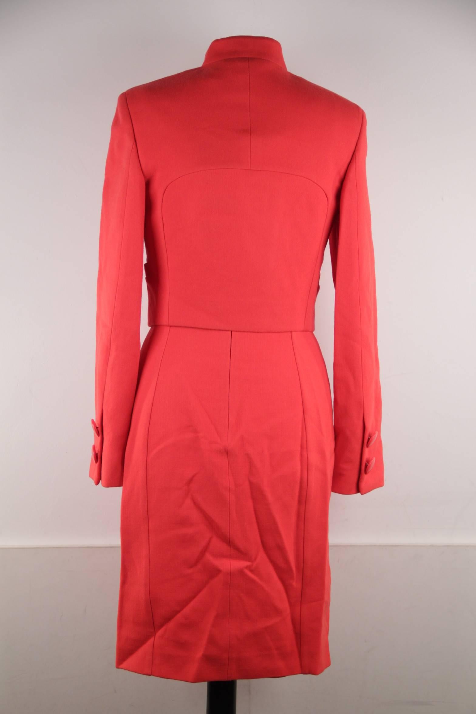 Women's VERSACE Red Wool & Silk DRESS & JACKET Set SUIT 2007 Fall Collection Sz 40 IT