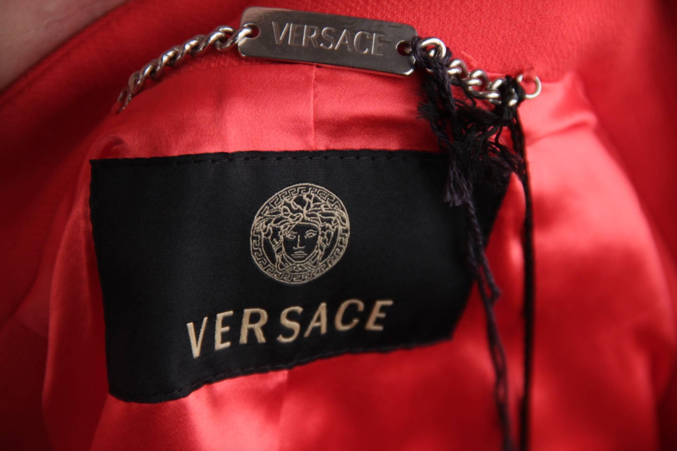 VERSACE Red Wool & Silk DRESS & JACKET Set SUIT 2007 Fall Collection Sz 40 IT 6