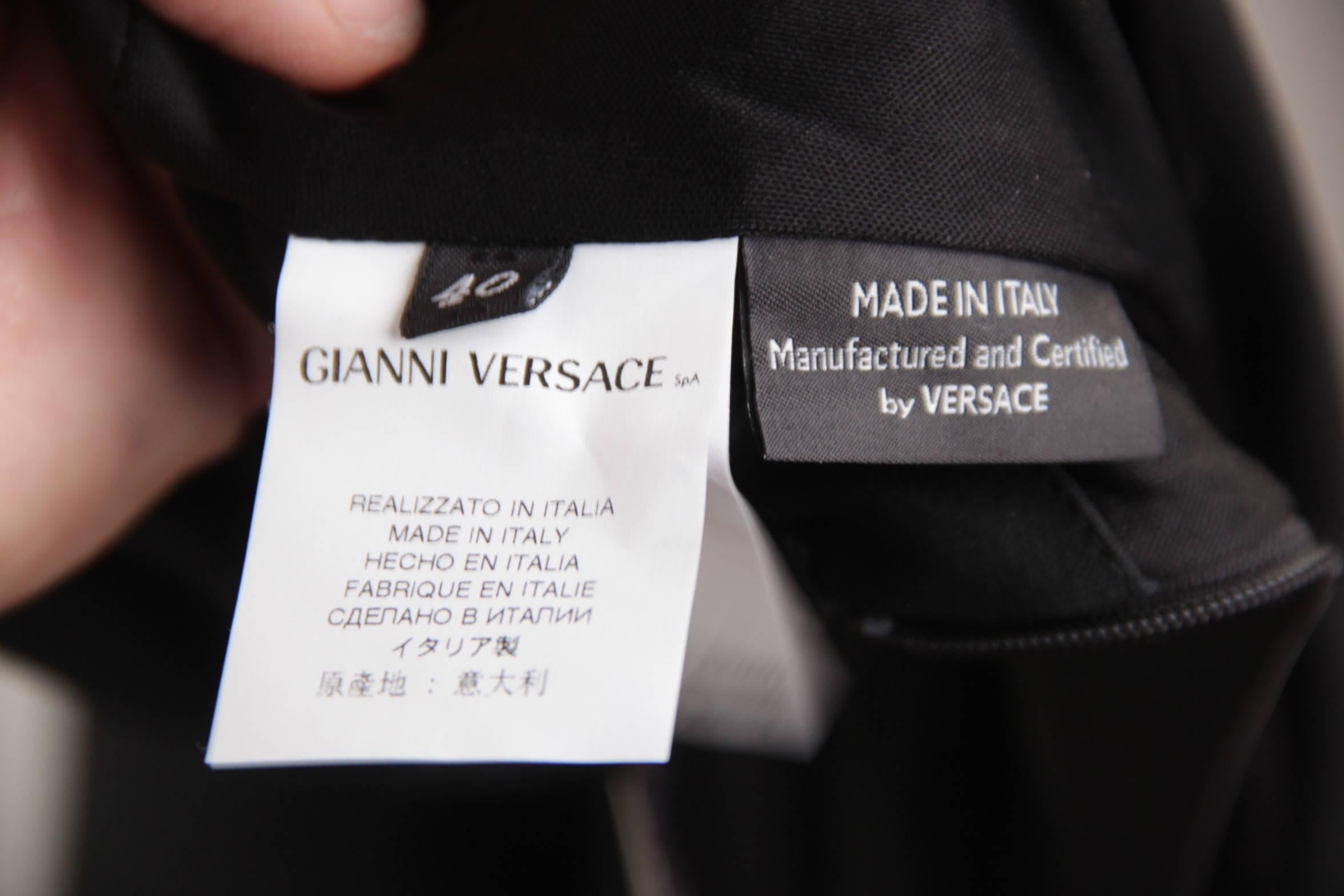 VERSACE Italian V Neck LITTLE BLACK DRESS Sheath w/ Drape Front SIZE 40 1