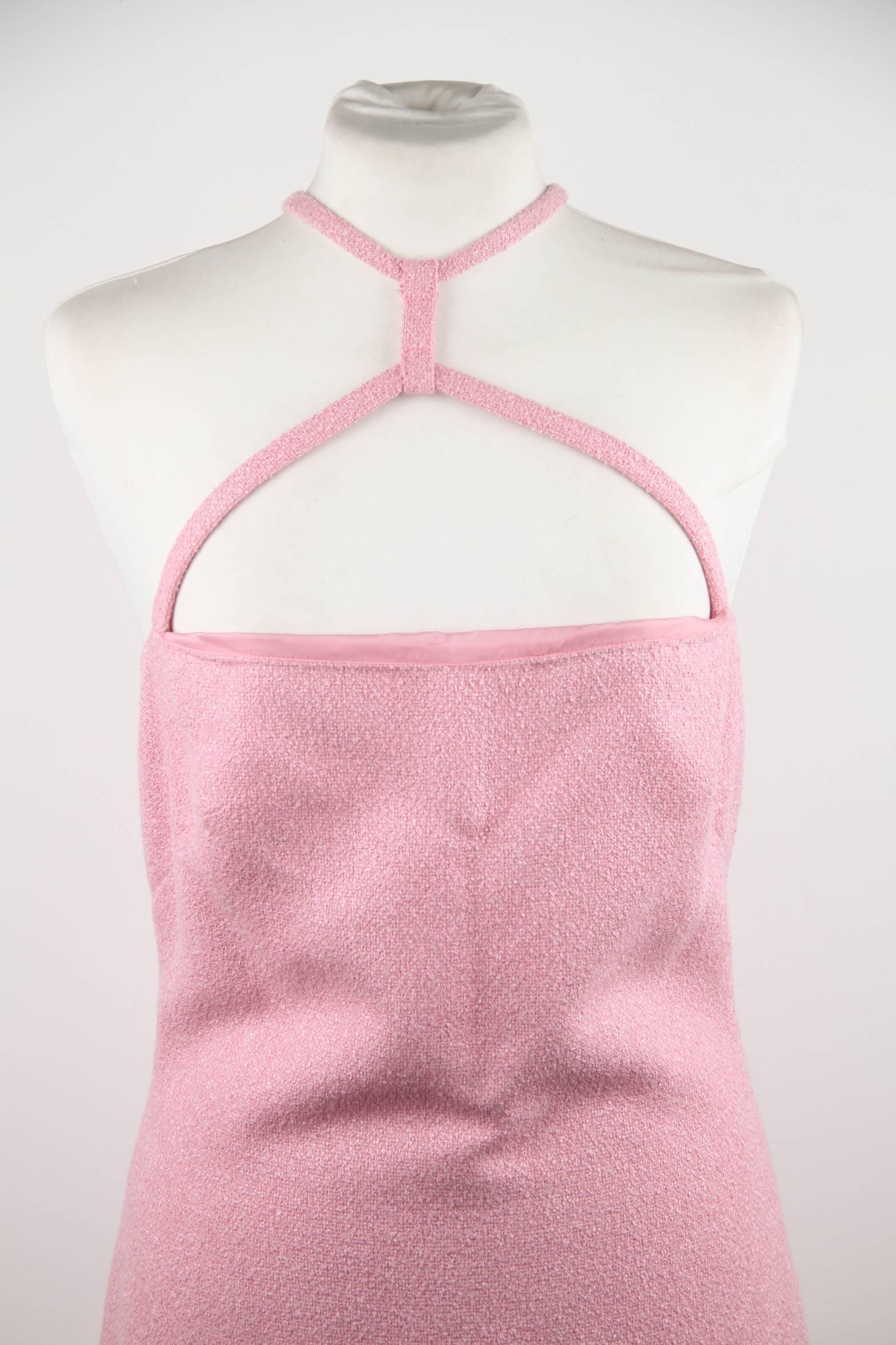 Beige  VERSACE Italian Pink Cotton Blend SLEEVELESS Mini DRESS Size 38 IT