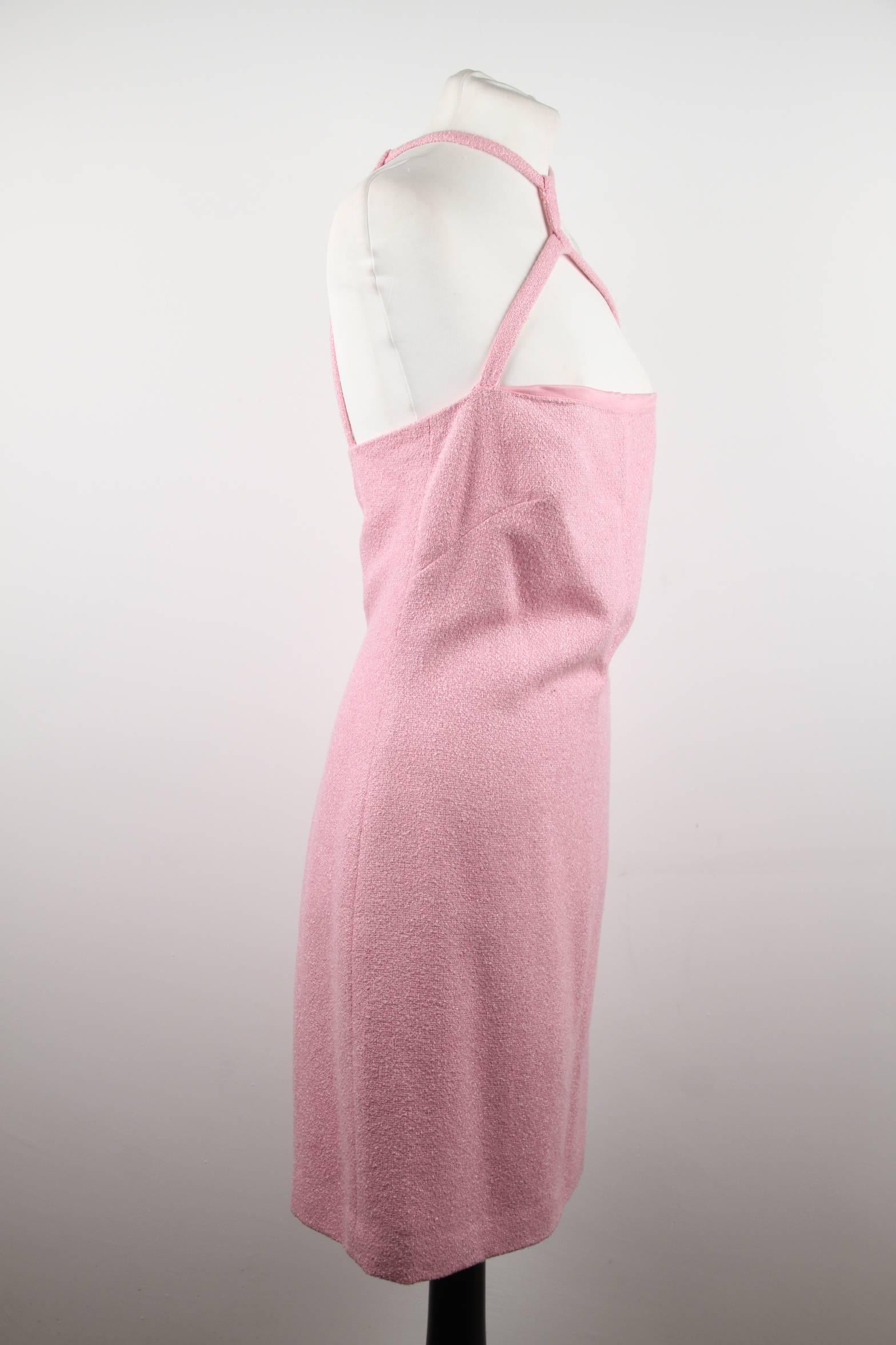  VERSACE Italian Pink Cotton Blend SLEEVELESS Mini DRESS Size 38 IT 1