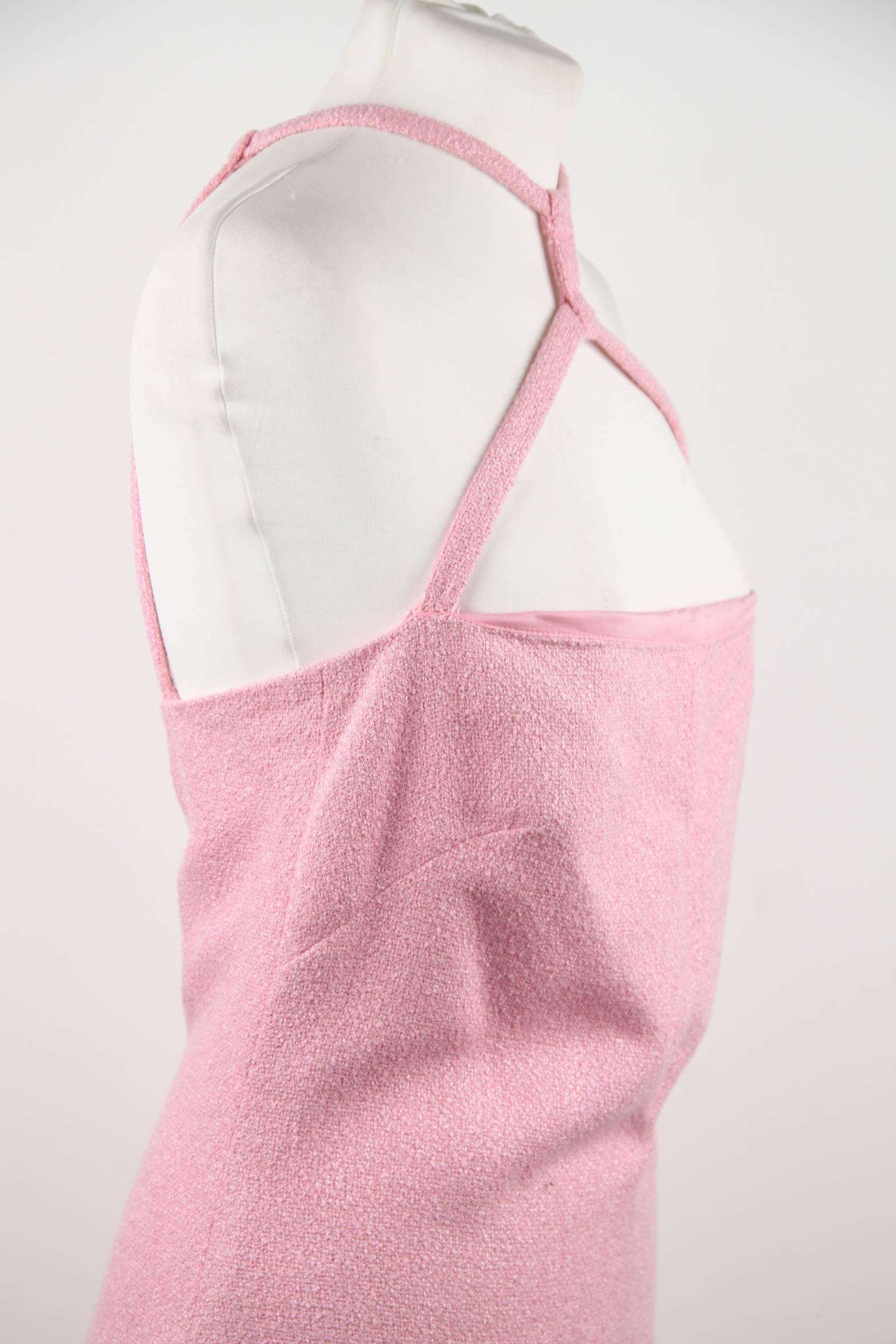Women's  VERSACE Italian Pink Cotton Blend SLEEVELESS Mini DRESS Size 38 IT