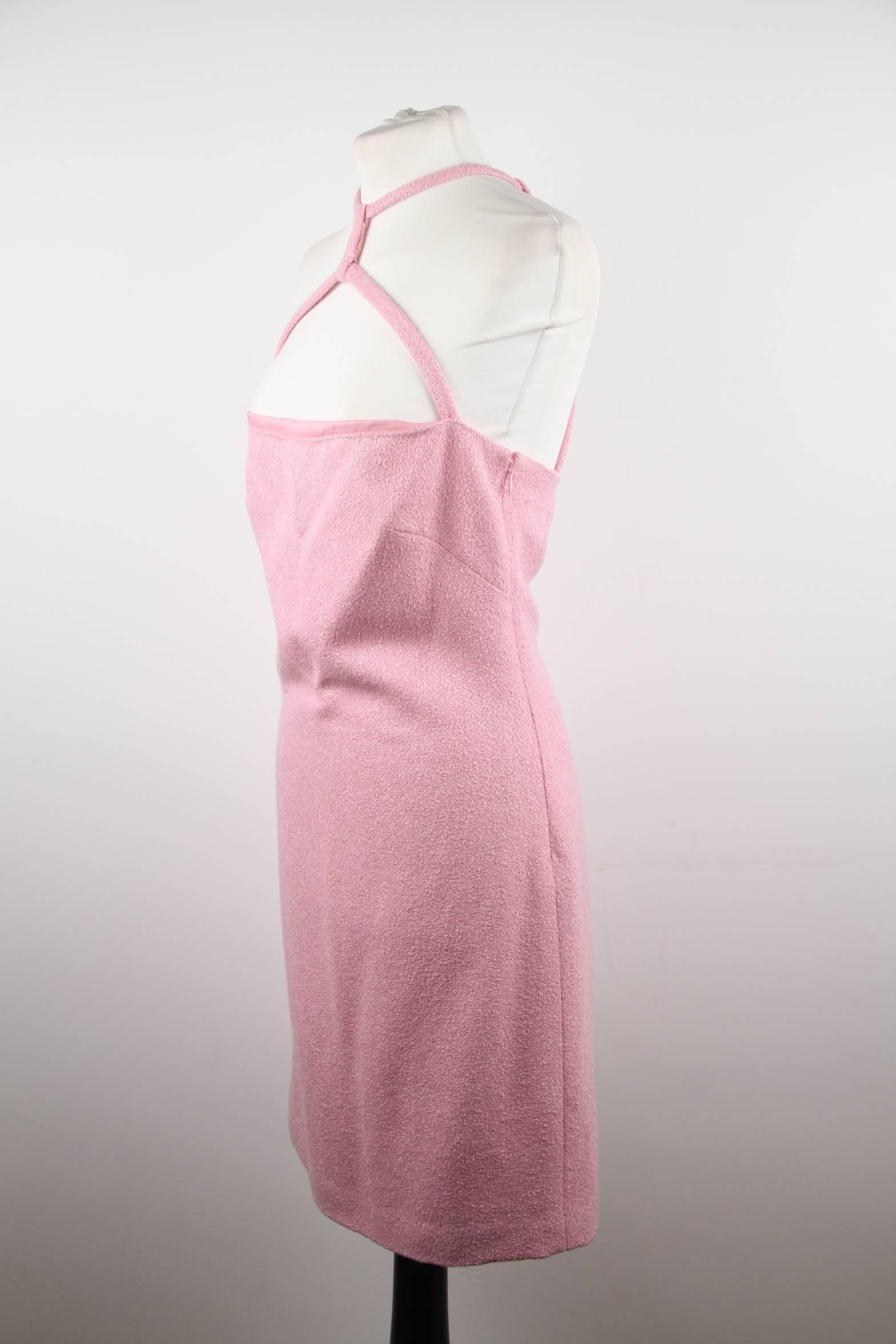  VERSACE Italian Pink Cotton Blend SLEEVELESS Mini DRESS Size 38 IT 2