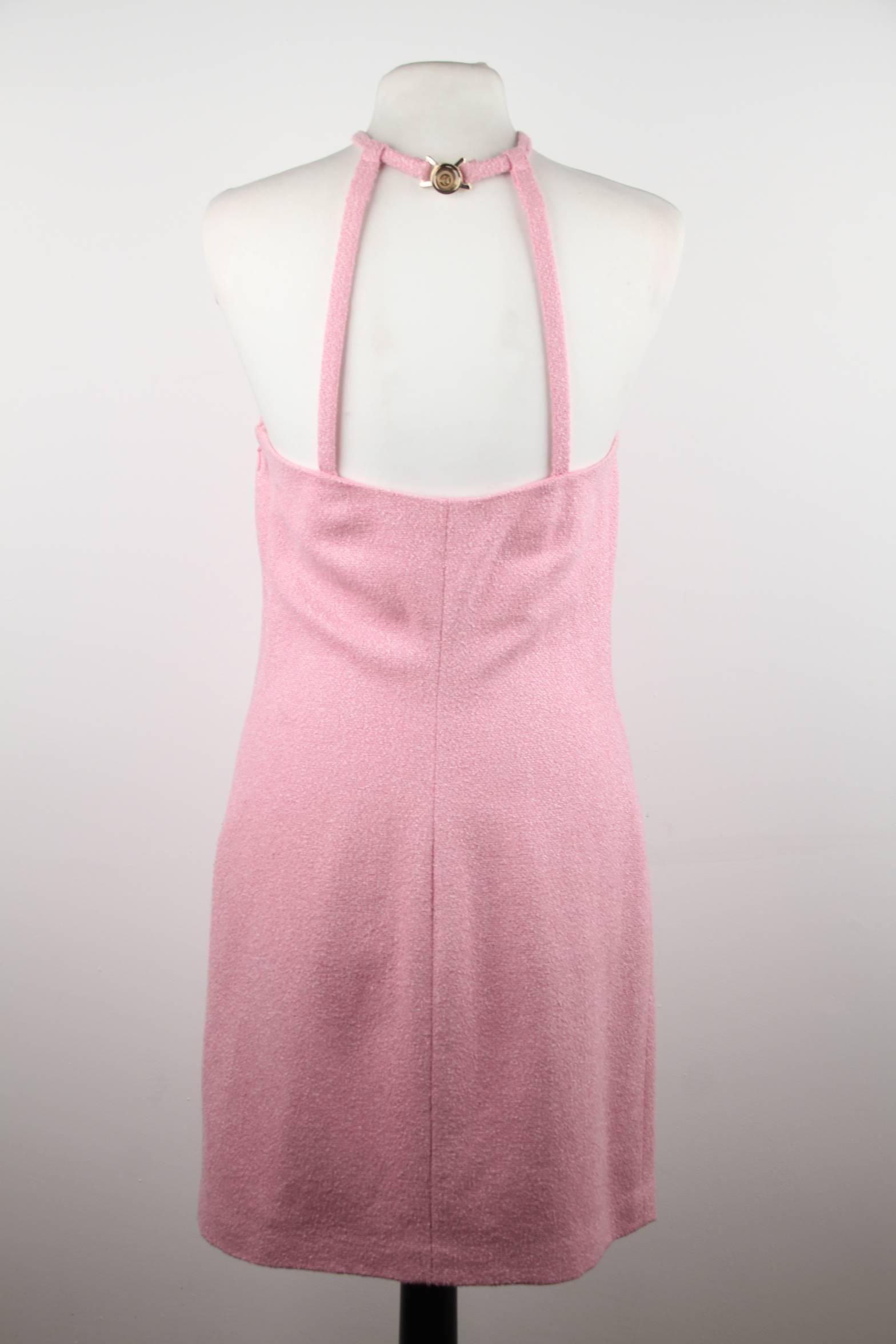  VERSACE Italian Pink Cotton Blend SLEEVELESS Mini DRESS Size 38 IT 4