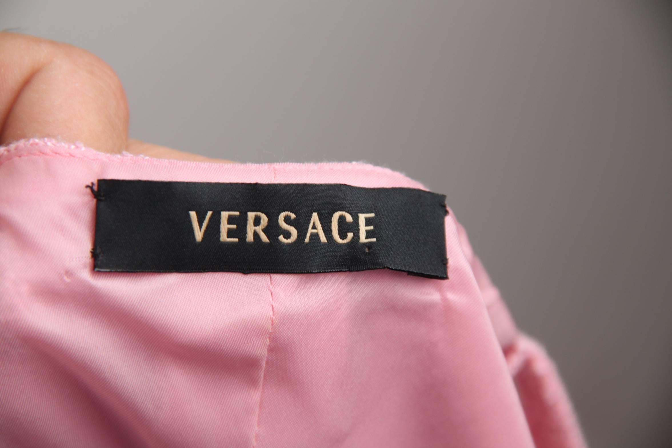  VERSACE Italian Pink Cotton Blend SLEEVELESS Mini DRESS Size 38 IT 5