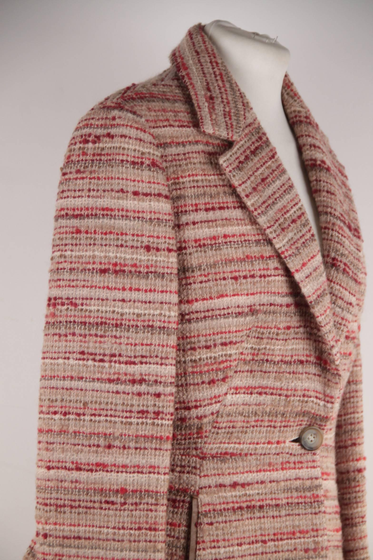 Women's PRADA Italian Red  BOUCLE Tweed Wool SUIT Blazer & Skirt SIZE 42-44 IT 