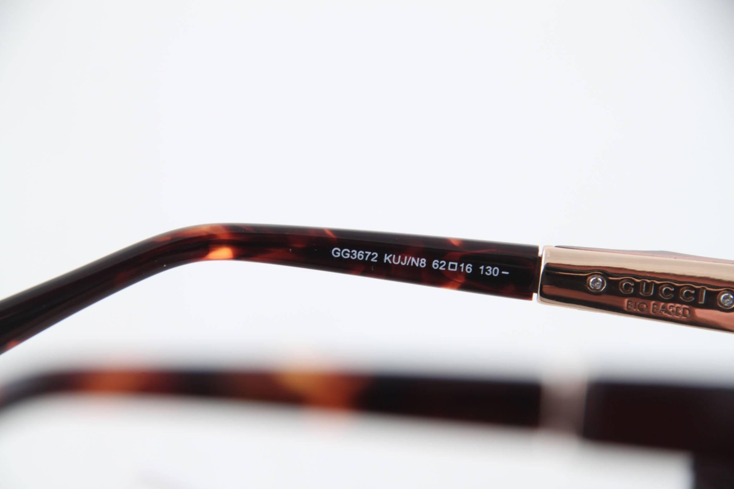 GUCCI Bio-gefasste Sonnenbrille GG3672 KUJ/N8 62/16 130 Bambusdetails mit Bambusverzierung 3