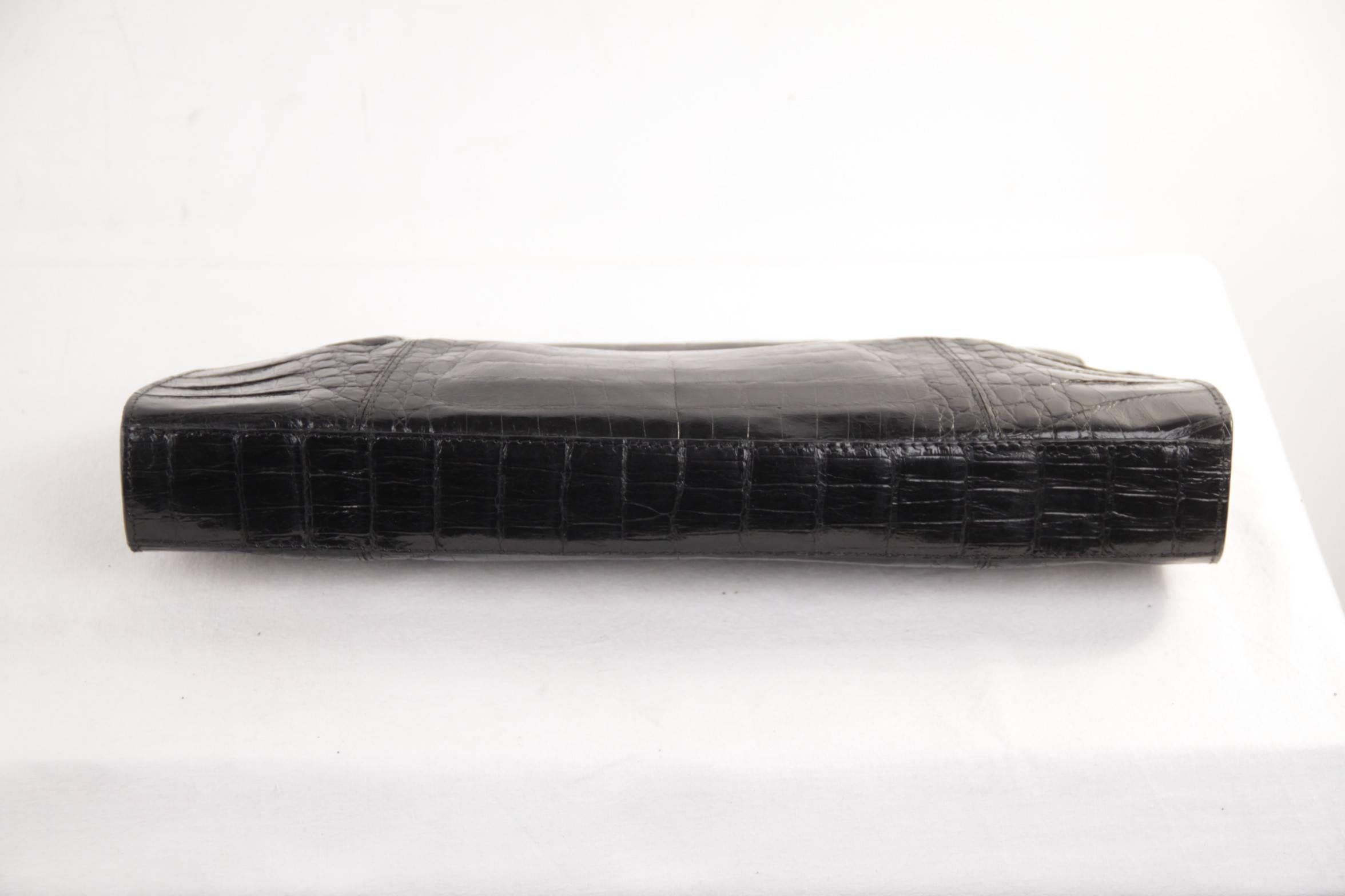 NANCY GONZALEZ Italian Black CROCODILE Leather CLUTCH Purse HANDBAG 2