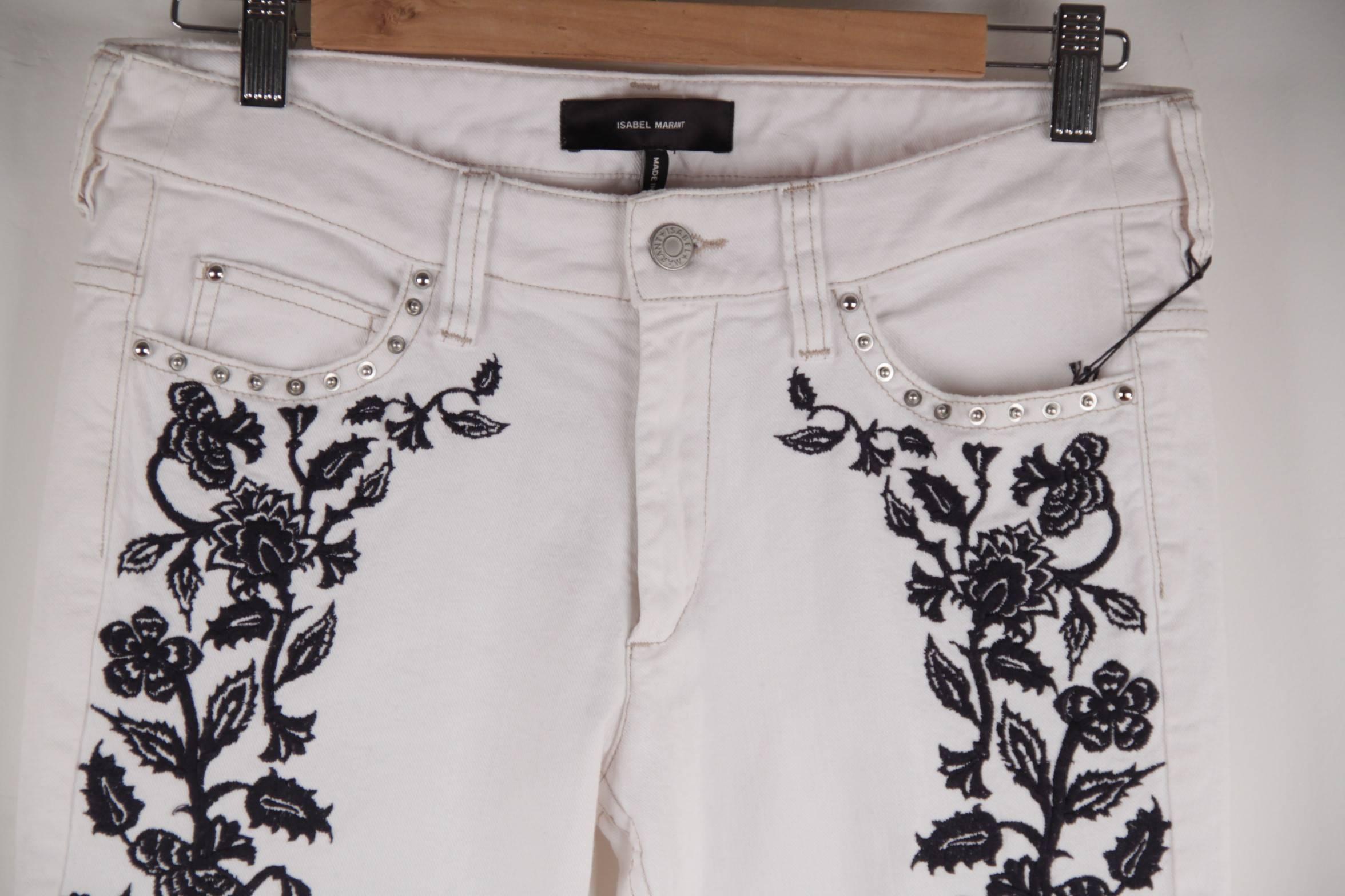 isabel marant embroidered jeans
