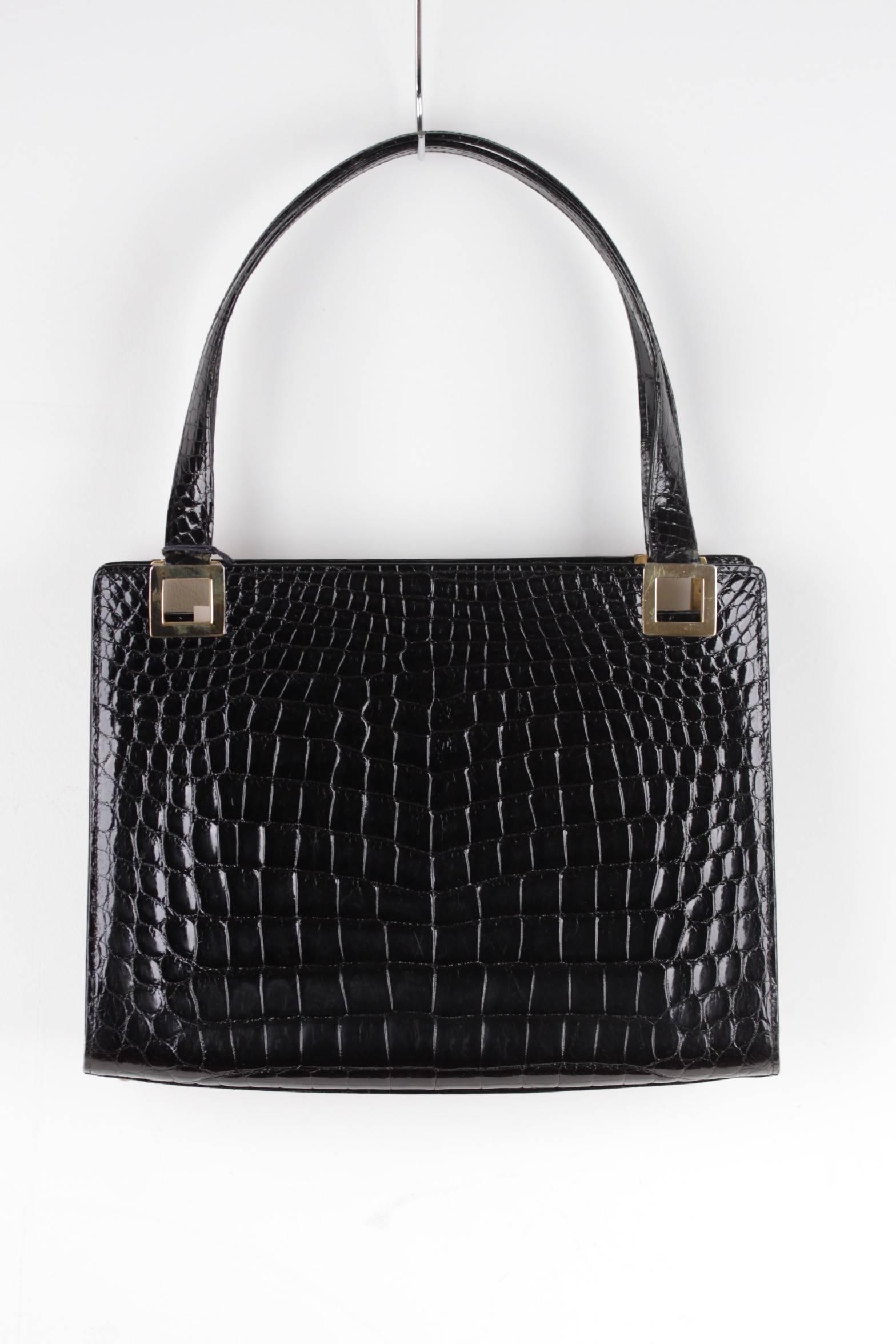 black crocodile leather purse