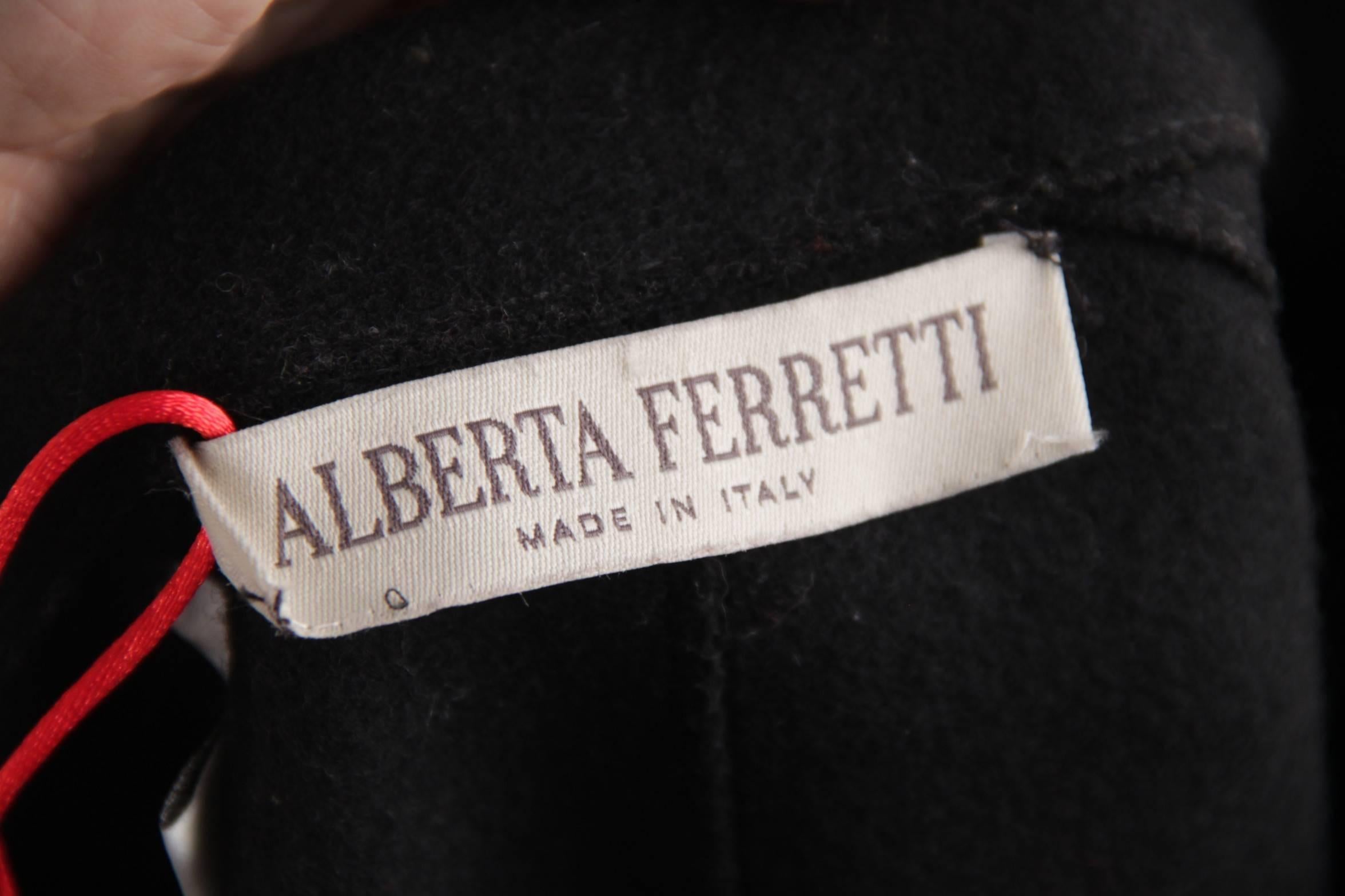 ALBERTA FERRETTI Black Wool Blend BLAZER Jacket w/ Frayed Trims SZ 42 IT 4