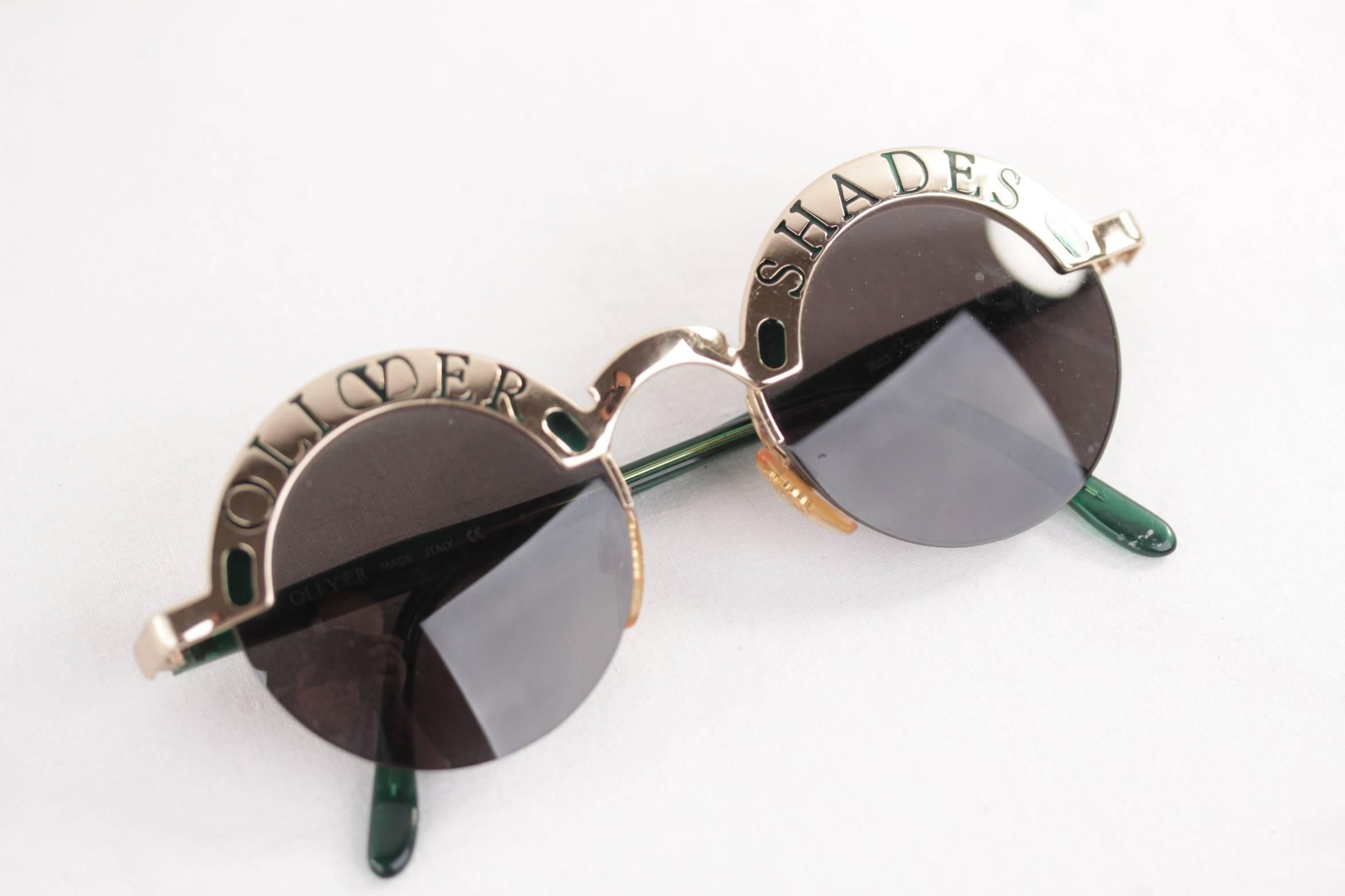 OLIVER SHADES Green/Gold Round SUNGLASSES 1803 933 48/20 135 eyewear w/CASE In Excellent Condition In Rome, Rome