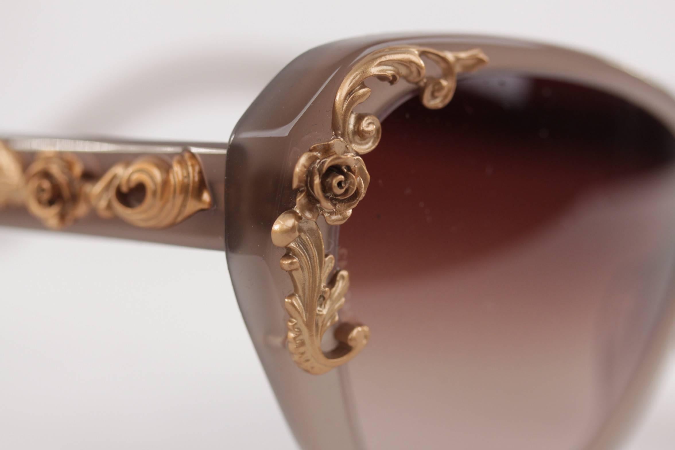 Brown DOLCE & GABBANA sunglasses DG4167 SICILIAN BAROQUE ROSE gold eyewear w/CASE