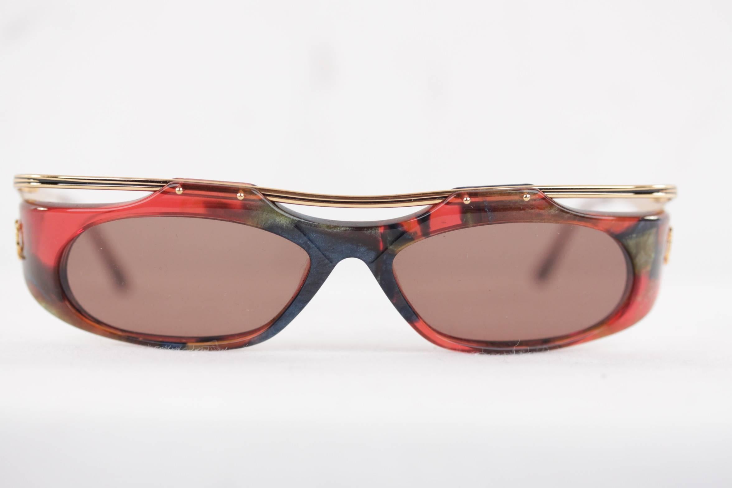 Brown YVES SAINT LAURENT vintage multicolor & gold metal sunglasses 6509 130 w/CASE