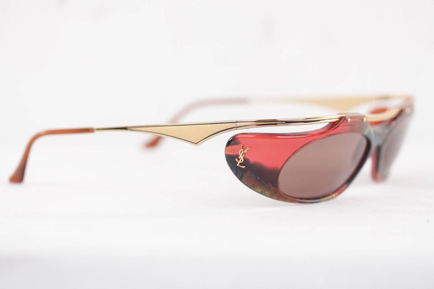 YVES SAINT LAURENT vintage multicolor and gold metal sunglasses 6509