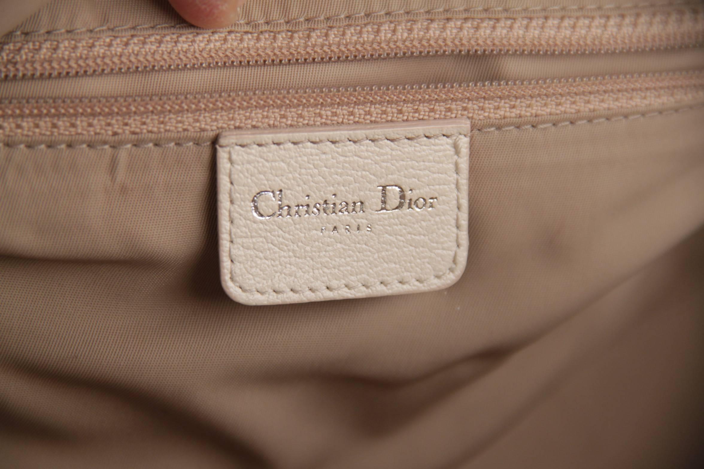 Christian Dior Diorissimo Beige Logo Canvas Satchel Handbag with Embroidery 1