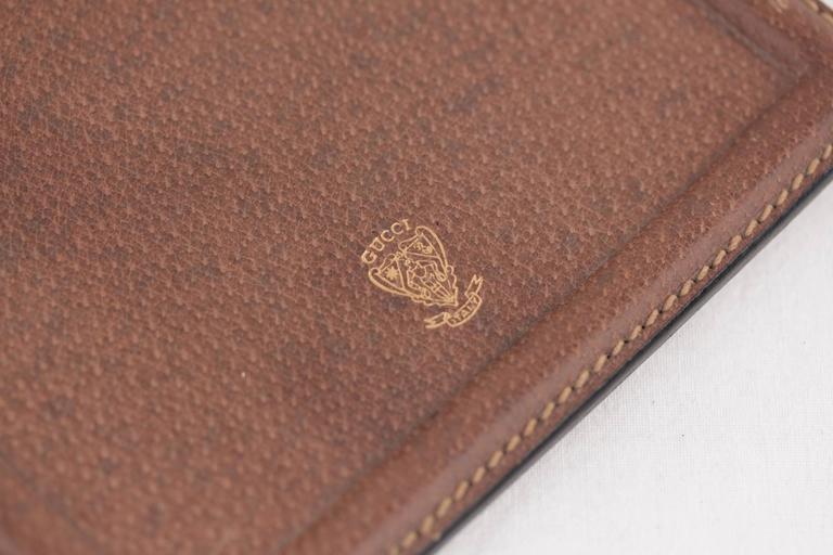 Gucci Italian Vintage Brown Leather Desk Notepad Notebook Holder With