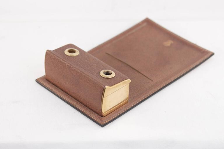 Gucci Italian Vintage Brown Leather Desk Notepad Notebook Holder With