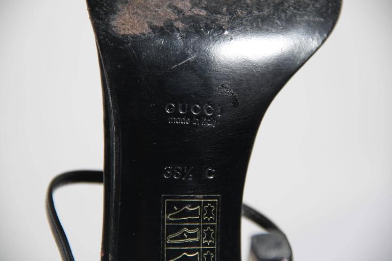 Gucci Black Leather Heeled Sandals Shoes with Stiletto Heels at 1stDibs
