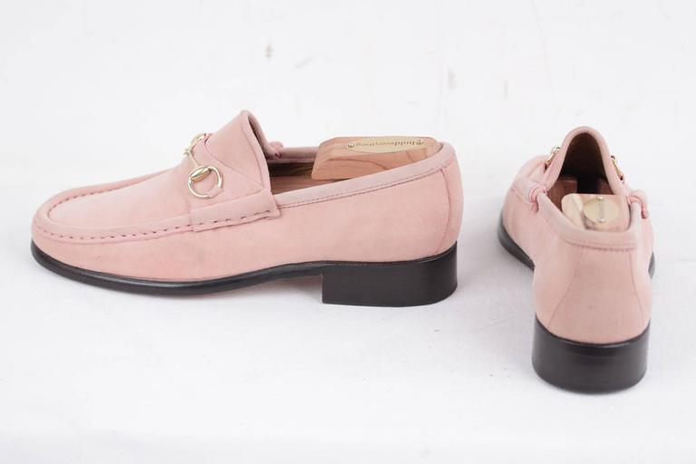 gucci pink suede loafers