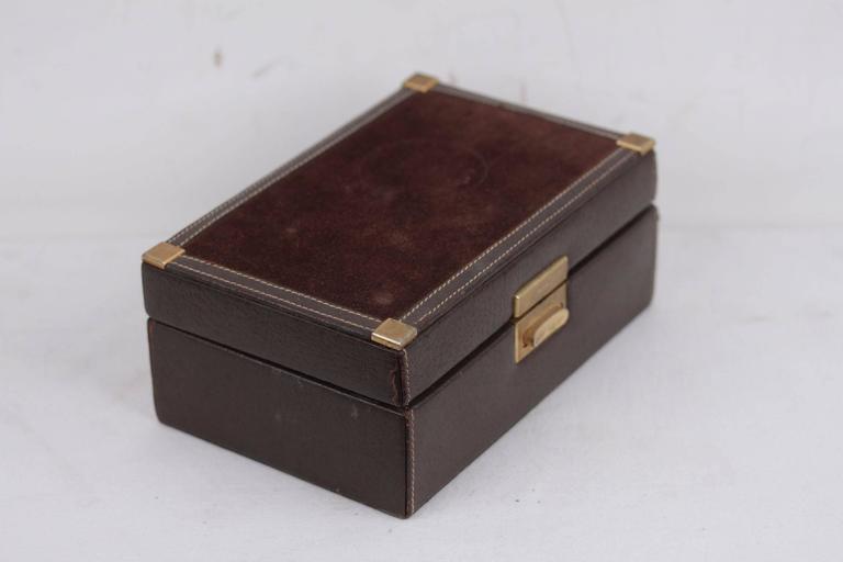 GUCCI Italian VINTAGE Brown Suede and Leather JEWELRY BOX Case at 1stDibs