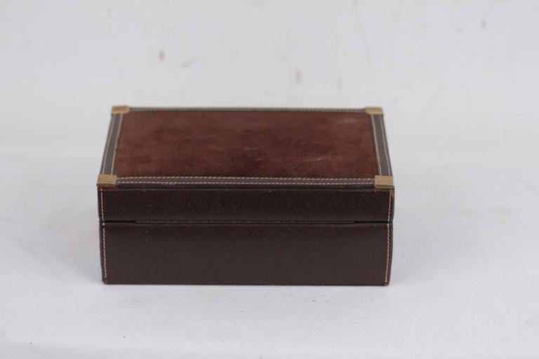 GUCCI Italian VINTAGE Brown Suede and Leather JEWELRY BOX Case at