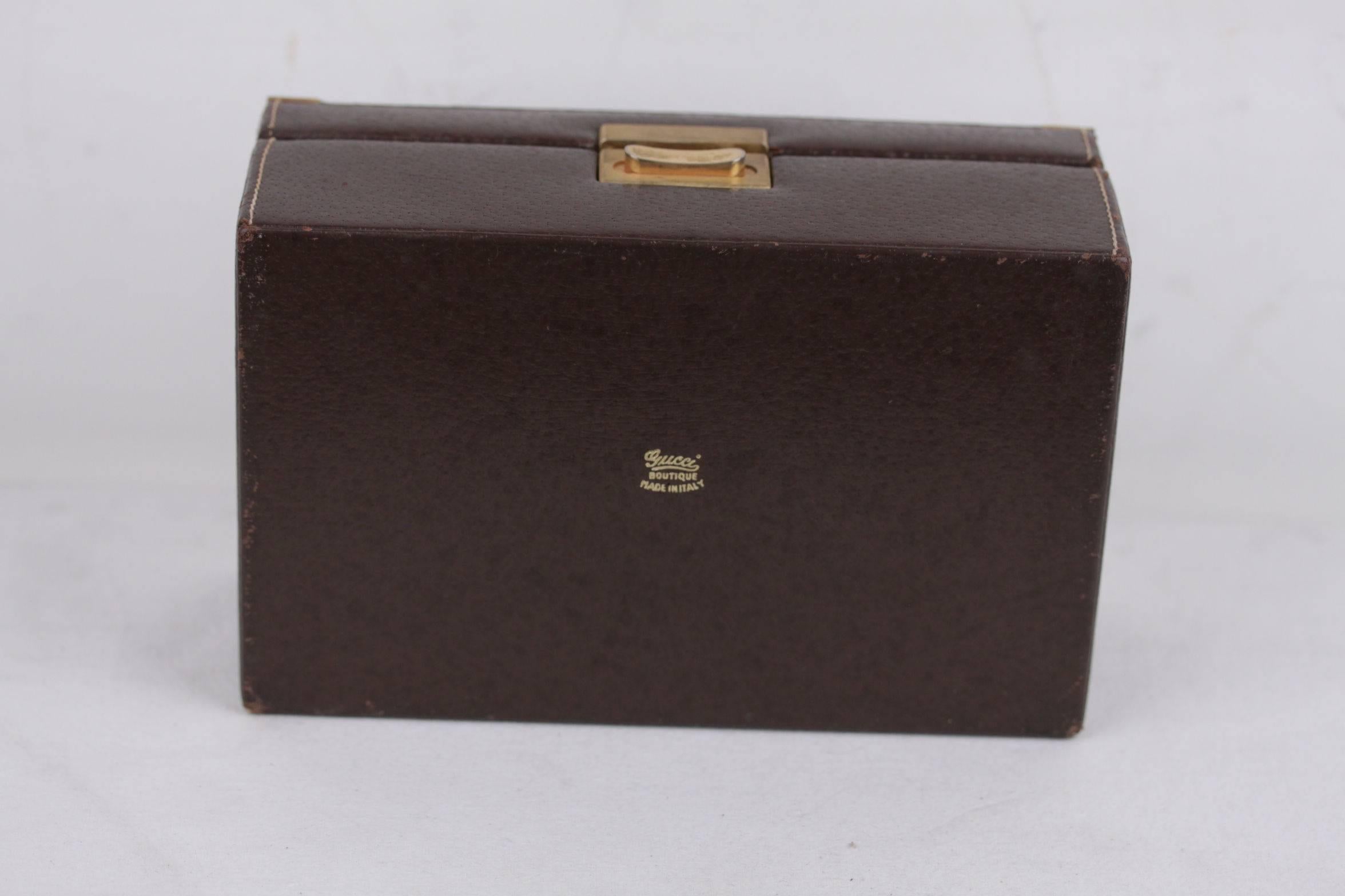 Women's GUCCI Italian VINTAGE Brown Suede & Leather JEWELRY BOX Case